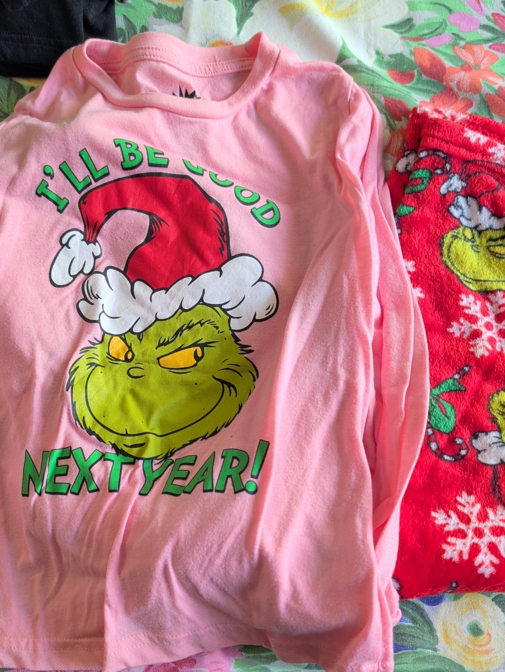 Grinch Graphic Pink Kids Long-Sleeve Top